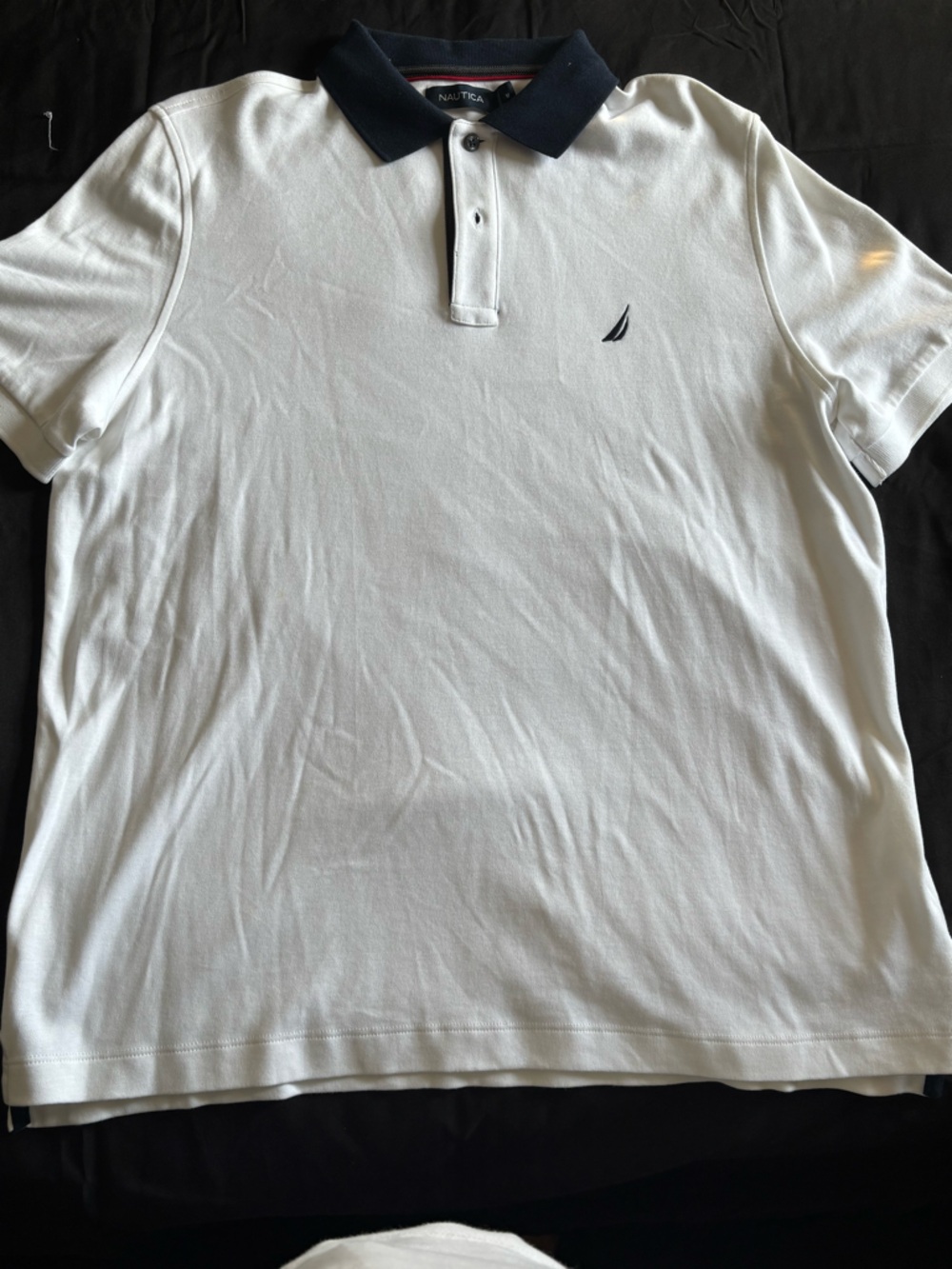 Nautica White Polo Shirt with Navy Collar